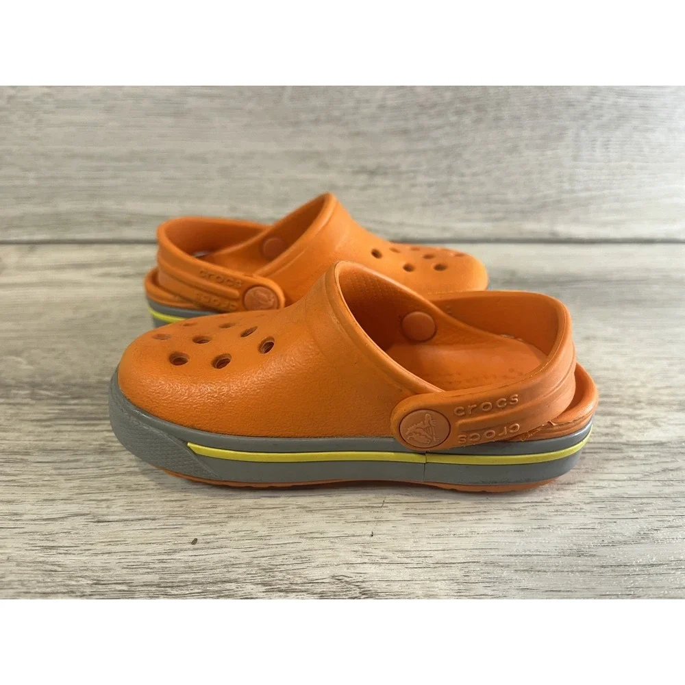 Crocs Crocband II‎ Clogs Kids Orange Rubber Slip-On Lightweight Comfort C4 C5